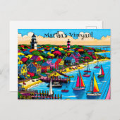 Martha's Vineyard | Kleurrijke Abstracte kunst Briefkaart (Voorkant / Achterkant)