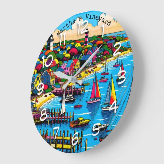 Martha's Vineyard | Kleurrijke Abstracte kunst Grote Klok (Hoek)
