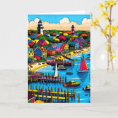 Martha's Vineyard | Kleurrijke Abstracte kunst Kaart (Gele Bloem)