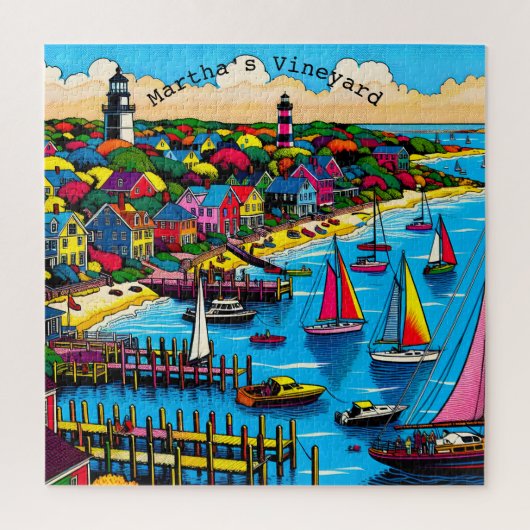 Martha's Vineyard | Kleurrijke Abstracte kunst Legpuzzel (Verticaal)