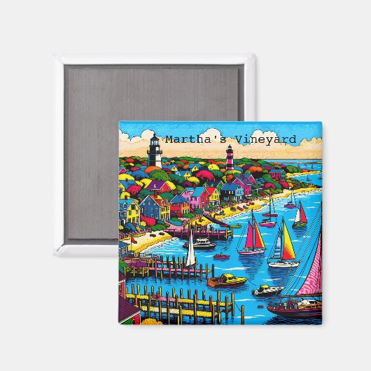 Martha's Vineyard | Kleurrijke Abstracte kunst Magneet (Voorkant / Achterkant)