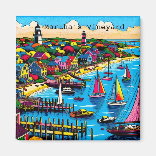 Martha's Vineyard | Kleurrijke Abstracte kunst Magneet (Voorkant)