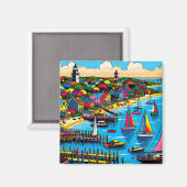 Martha's Vineyard | Kleurrijke Abstracte kunst Magneet (Voorkant / Achterkant)