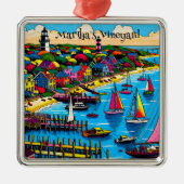 Martha's Vineyard | Kleurrijke Abstracte kunst Metalen Ornament (Voorkant)