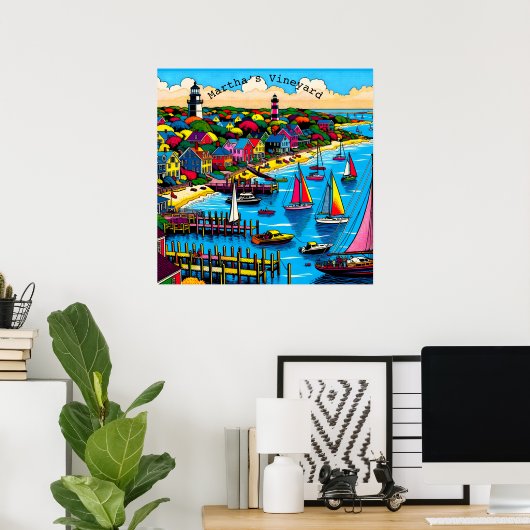 Martha's Vineyard | Kleurrijke Abstracte kunst Poster (Thuiskantoor)