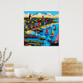 Martha's Vineyard | Kleurrijke Abstracte kunst Poster (Keuken)
