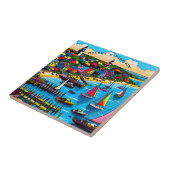 Martha's Vineyard | Kleurrijke Abstracte kunst Tegeltje (Zijkant)