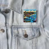 Martha's Vineyard | Kleurrijke Abstracte kunst Vierkante Button 5,1 Cm (In situ)