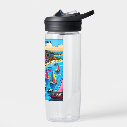 Martha's Vineyard | Kleurrijke Abstracte kunst Waterfles (Links)