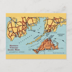 Martha's Vineyard kustkaart ansichtkaart Briefkaart