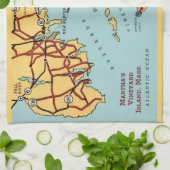 Martha's Vineyard kustkaart Theedoek (Gevouwen)
