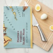 Martha's Vineyard kustkaart Theedoek (Quarter Fold)