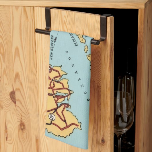 Martha's Vineyard kustkaart Theedoek (Derde Gevouwen)