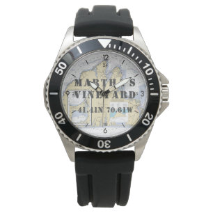 Martha's Vineyard Latitude Longitude Boater Horloge