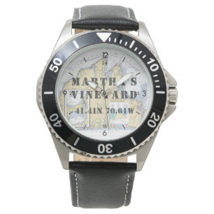 Martha's Vineyard Latitude Longitude Boater Horloge