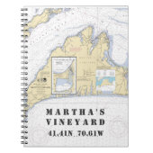 Martha's Vineyard Latitude Longitude Boater Notitieboek (Voorkant)