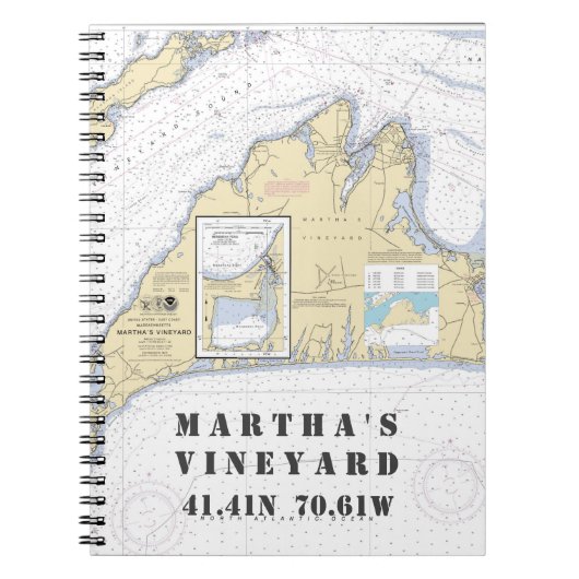 Martha's Vineyard Latitude Longitude Boater Notitieboek (Voorkant)