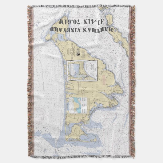 Martha's Vineyard Latitude Longitude Nautical Deken (Voorkant Verticaal)