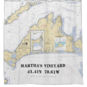 Martha's Vineyard Latitude Longitude Nautical Douchegordijn (Voorkant)