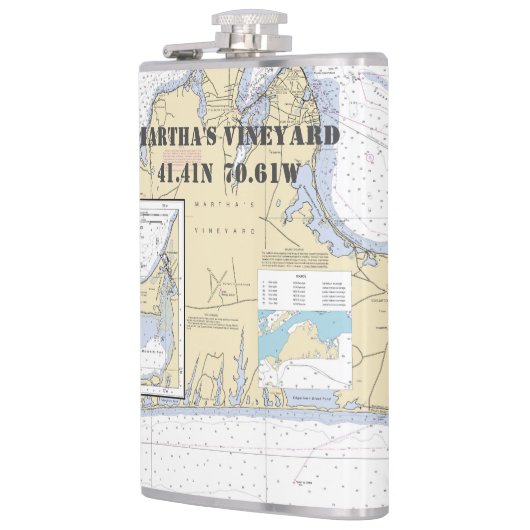 Martha's Vineyard Latitude Longitude Nautical Heupfles (Links)