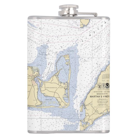 Martha's Vineyard Latitude Longitude Nautical Heupfles (Achterkant)
