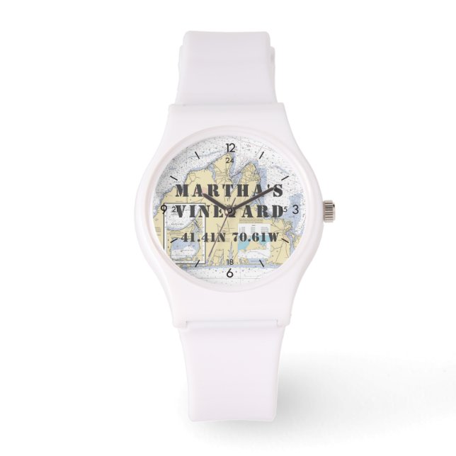 Martha's Vineyard Latitude Longitude Nautical Horloge (Voorkant)