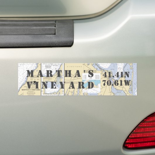 Martha's Vineyard Latitude Navigatie Bumpersticker (Op auto)