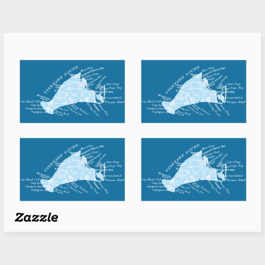  Martha's Vineyard, lichtblauw + wit Rechthoekige Sticker (Vel)