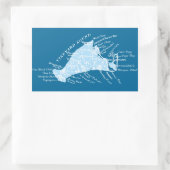  Martha's Vineyard, lichtblauw + wit Rechthoekige Sticker (Tas)