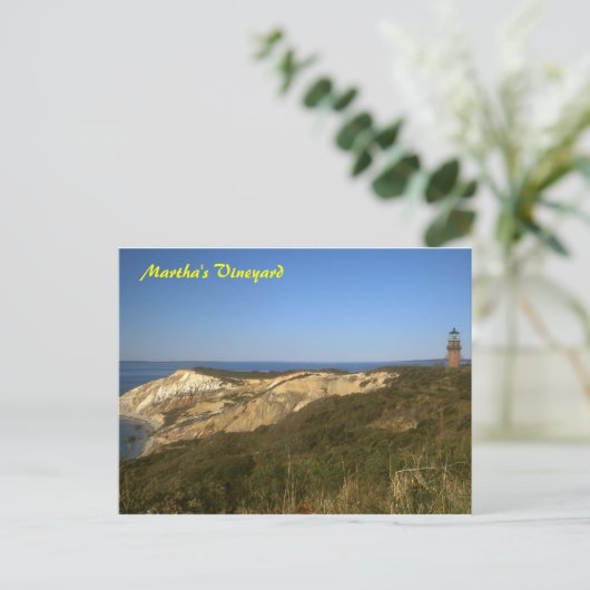 Martha's Vineyard Lighthouse and Clay Cliffs Briefkaart (Staand voorkant)