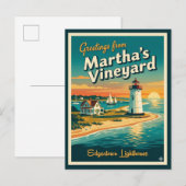 Martha's Vineyard MA, Edgartown-vuurtoren Briefkaart (Voorkant / Achterkant)