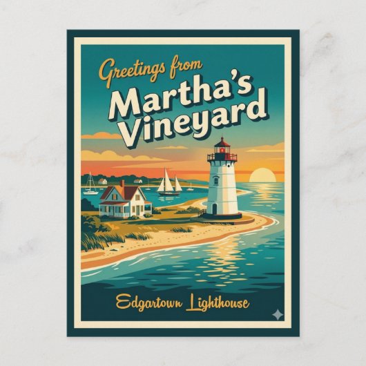 Martha's Vineyard MA, Edgartown-vuurtoren Briefkaart (Voorkant)