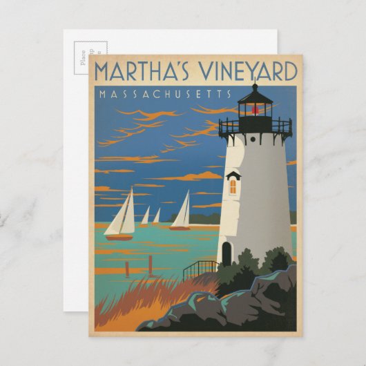 Martha's Vineyard, MA - Lighthouse Briefkaart (Voorkant / Achterkant)