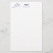 Martha's Vineyard Map #1 Navy Blue Briefpapier (Voorkant)