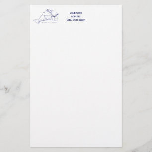 Martha's Vineyard  Map #1 Navy Blue Briefpapier