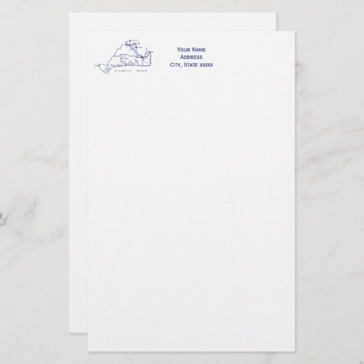 Martha's Vineyard Map #1 Navy Blue Briefpapier (Voorkant / Achterkant)