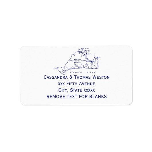 Martha's Vineyard Map #1 Navy Blue Etiket (Voorkant)