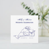 Martha's Vineyard  Map #1 Navy Blue Kaart (Staand voorkant)