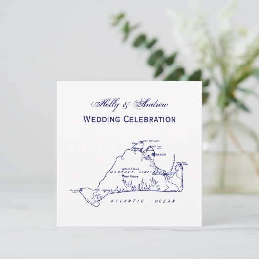 Martha's Vineyard  Map #1 Navy Blue Kaart (Staand voorkant)