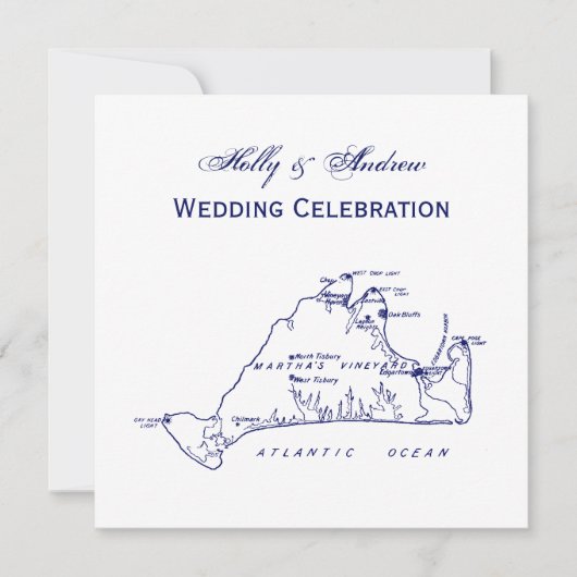 Martha's Vineyard Map #1 Navy Blue Kaart (Voorkant)