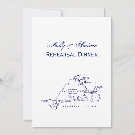 Martha's Vineyard  Map #1 Navy Blue Kaart (Voorkant)