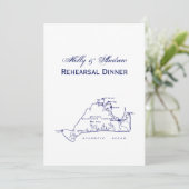 Martha's Vineyard  Map #1 Navy Blue Kaart (Staand voorkant)