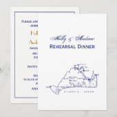 Martha's Vineyard Map #1 Navy Blue Kaart (Voorkant / Achterkant)