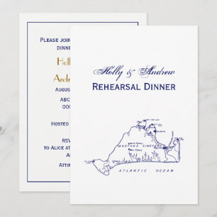 Martha's Vineyard Map #1 Navy Blue Kaart