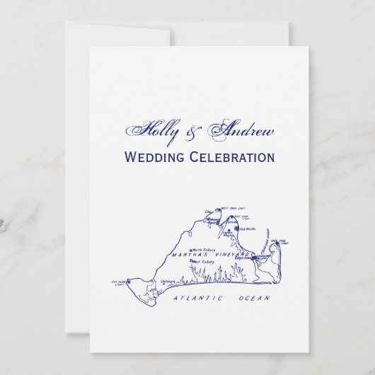 Martha's Vineyard  Map #1 Navy Blue Kaart (Voorkant)