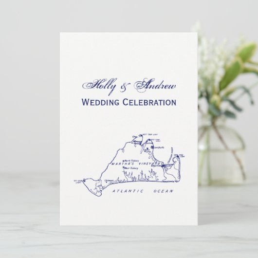 Martha's Vineyard Map #1 Navy Blue Kaart (Staand voorkant)