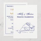 Martha's Vineyard Map #1 Navy Blue Kaart (Voorkant / Achterkant)