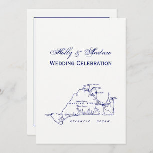 Martha's Vineyard Map #1 Navy Blue Kaart