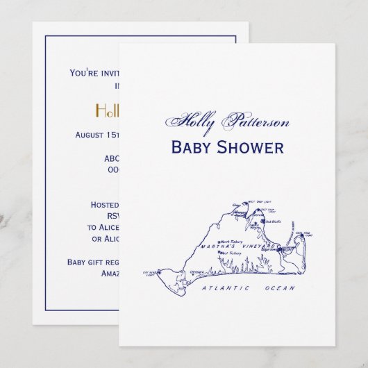 Martha's Vineyard  Map #1 Navy Blue Kaart (Voorkant / Achterkant)