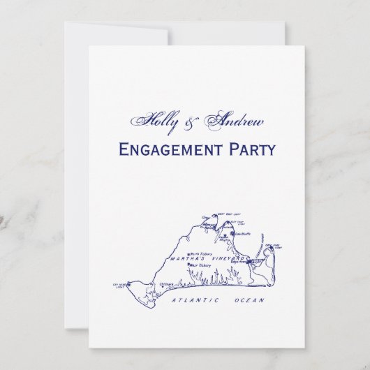 Martha's Vineyard Map #1 Navy Blue Kaart (Voorkant)